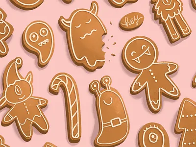 Christmas cookies christmas color colorful cookie illustration monster pink procreate procreate app