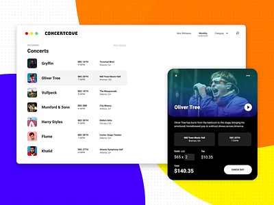 ConcertCove - Ticket Sales app design ui ux web