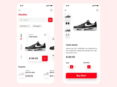 Sneakers Shop app air force 1 app app ui design gd interface mobile para noise sneaker ui