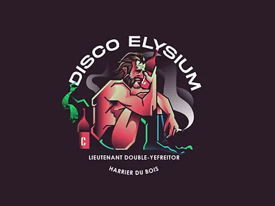 Disco Elysium badge design detective disco elysium gaming geometric gradient hangover harry illustration logo