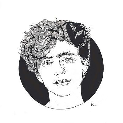 Timothee celebrity design drawing illustration ink pen timothee chalamet