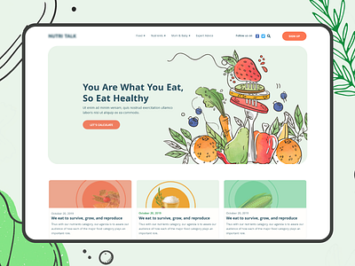 Nutrition Related Blogging Page 2019 trend blogging page clean ui design header concept illustration minimal nutrition ui ux