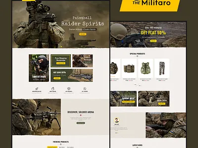 Military – Armed Force Equipment – eCommerce Responsive Theme army ecommerce opencart prestashop responsive shopify templatetrip weapon woocommerce wordpress