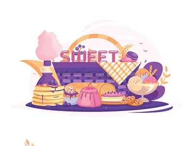 Sweet adobe illustrator art cake cookies design ice cream illustration illustrator pancake pudding sweet vector
