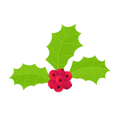 Winter and holiday symbol - holly berries icon sign berry christmas flat holiday holly leaf season traditional