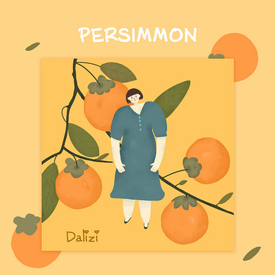 Persimmon girl illustration