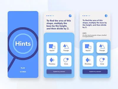 Hints - Game Design Concept app concept game app mobile design mobile ui ui
