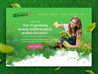Wedel's - Banner design florist garden graphic green illustration ui web website