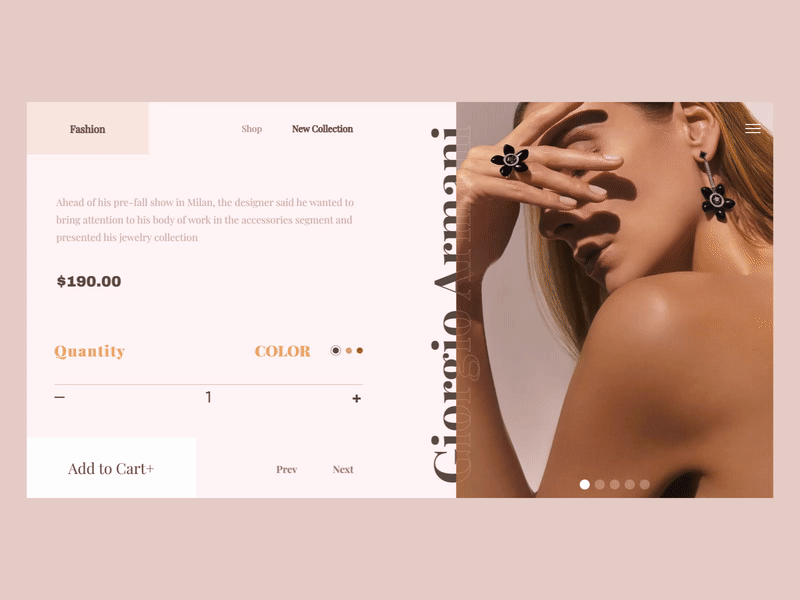 Fashionable Jewelry by Giorgio Armani 2020 trend animation clean ui color concept design fashion fashion brand fashion design fashionable gallery gold interface minimal ui ux web website website design