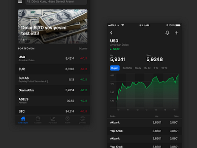 Doviz Dark Mode dark dark theme finance ios ios design mobile ui ux