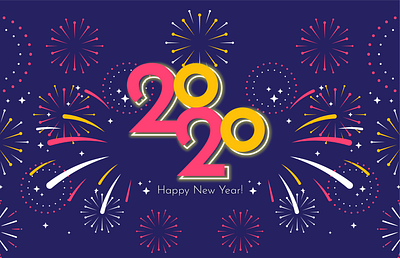 Happy New Year 2020 adobe illustrator design flat icon illustration illustrator ui ux vector web