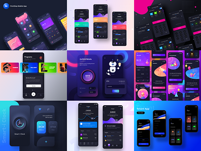 2019 Favourite mobile apps DARK MODE 2019 app applicationdesign branding dark dark mode dark theme dark ui darkapp design fitness illustration neel night prakhar sharma trending ui ux web