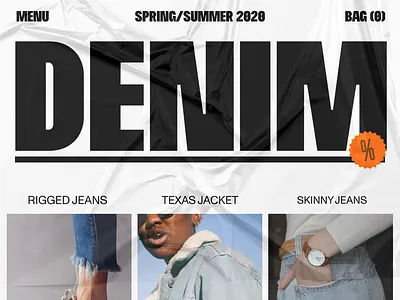 Denim Jeans - Landing Page animation brutalism ecommerce ecommerce design graphic design interaction interaction design interface interfacedesign jeans minimalism typogaphy ui web web design web interface website website design