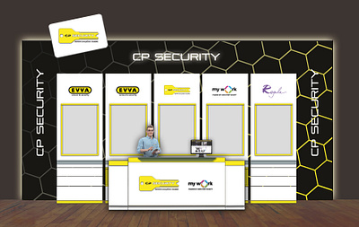 Exhibition booth design for CP Security and Cards Print company 3d branding design ecommerce event exhibition booth design exhibition design illustration photoshop technology