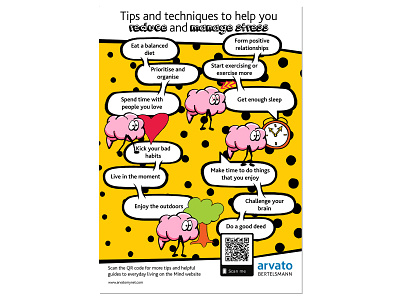Mental Health, stress management poster arvato branding design illustration office poster stress tips
