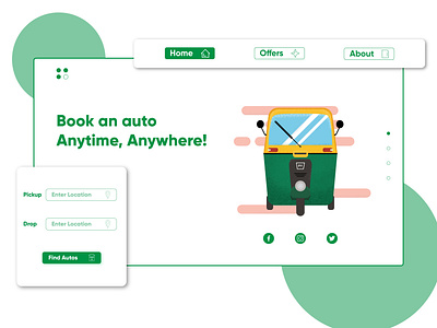 Auto Booking Landing auto booking green icon illustration landing ui uidesign ux vehicle white