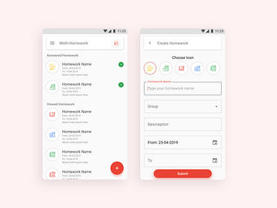 Homework App Home adobe xd app concept design illustration material design tutorial ui user experience user interface ux