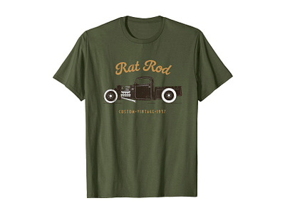 Rat Rod Vintage T-Shirt apparel car illustration classic classic car clothing hot rod hot rods illustration old school old skool olive patina rat rod rusty t shirt tee tees truck vintage vintage car