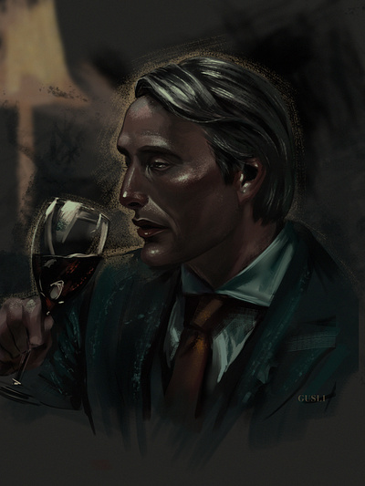 mads art digital drawing hannibal illustration mads mikkelsen portait sketch