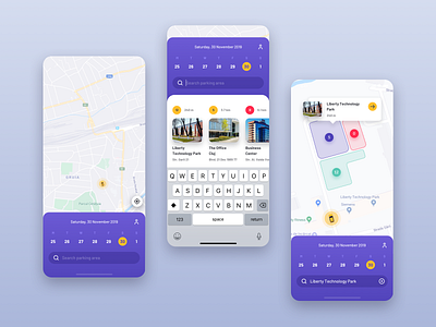 Parking App Concept app calendar clean cluj concept design friendly hackathon ios iphone map mobile parking romania rounded search slot ui ux violet