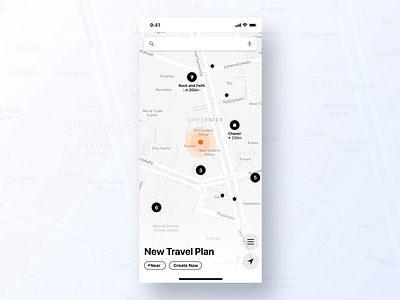 079 Itinerary app city city guide dailyui design grid guide interface itinerary map maps minimal new plant points travel travel app traveling ui ux