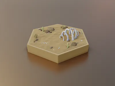 Desert (Catan #1) 3d blender blender3d board game catan diorama isometric low poly lowpoly lowpolyart