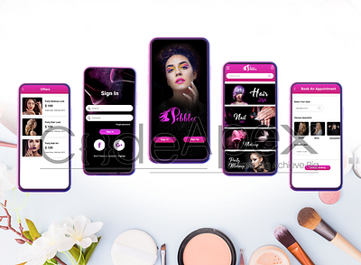 Pebbles beauty salon app app design design icon illustrator mobile app design mobile ui photoshop ui ux