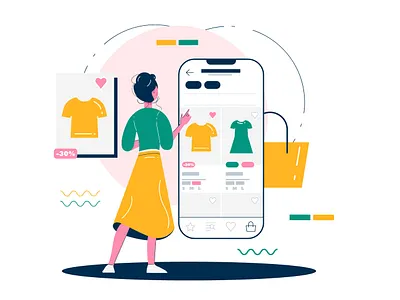 Mobile shopping . Online store adobe illustrator girl chooses clothes illustration illustrator marketing marketplace mobile icon mobile illustration mobile shop mobile shoping llustration mobile shopping online online shop online store shoping llustration shopping shoppingonline vector vector illustration vectorart