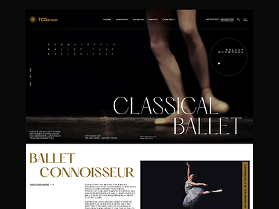 TCDancer / Homepage ballet branding dancer header homepage ui user interface video header web design website