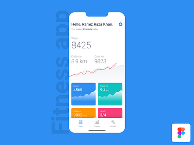 Fitness App designed in Figma app design designer dribbble india ios mobile statistics ui ux