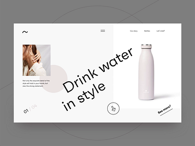 Water bottle preview page adobe xd animation art bottle clean creative design gif inspiration interaction interface landingpage minimal pastel pink typogaphy ui ui ux web website