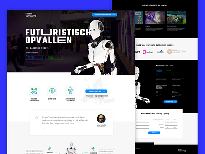 Homepage for Smart Cyborg 🤖 clean conference cyborg design events festivals future landing page modern poledance robots technology typgraphy ui ux webdesign website