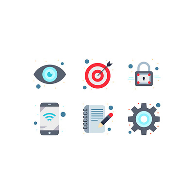 User Interface Flat Color Icon eye gear icon icons lock mobile notebook setting target vector