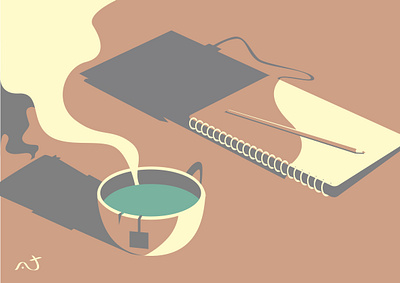 Only with tea/coffee working adobe illustrator design illustration vector