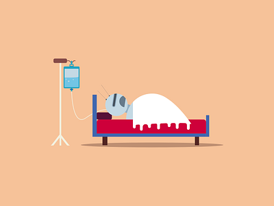 Sick Robot bed bot care childrens book circle clinic dribbble flat design hospital illustration minimal nepal robot robotics sick sleeping