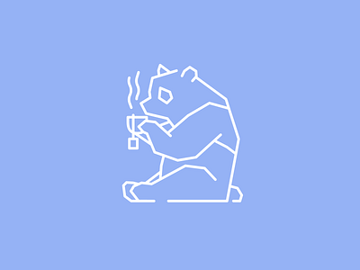 Tea Time hot icon illustration monoline panda panda bear sitting tea tea time teacup