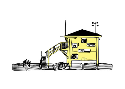 ON THE BEACH. Lifeguard station art art print artwork beach graphic art graphic artist graphic studio home decor illustration israel lifeguard line art prints sea sketch tel aviv