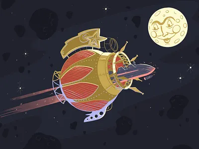 Colonel Impey Barbicane's Blue Moon Mining Company disney disneyland paris illustration jules verne moon rocket space theme parks