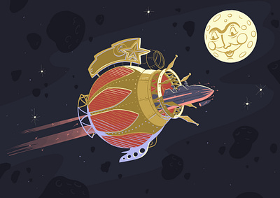 Colonel Impey Barbicane's Blue Moon Mining Company disney disneyland paris illustration jules verne moon rocket space theme parks