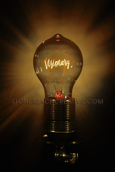 Visionary aha moment art bright design eureka illuminate light light bulb lighting orange photo photo manipulation photoshop typography vintage vision visionary