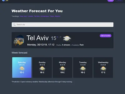 Weather Web App app dark mode design page react hooks reactjs ui ux weather weather app weather forecast web webdesign website