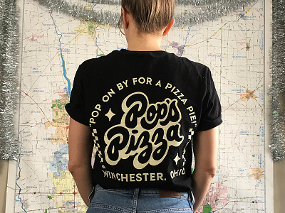 Pop's Pizza Shirt brand identity hand lettering logo design logo lockup shirt design