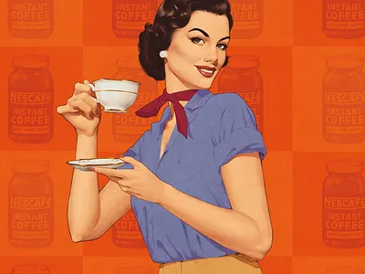 Coffee time 50s illustration retro vintage