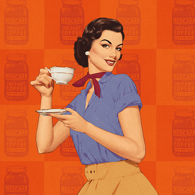 Coffee time 50s illustration retro vintage