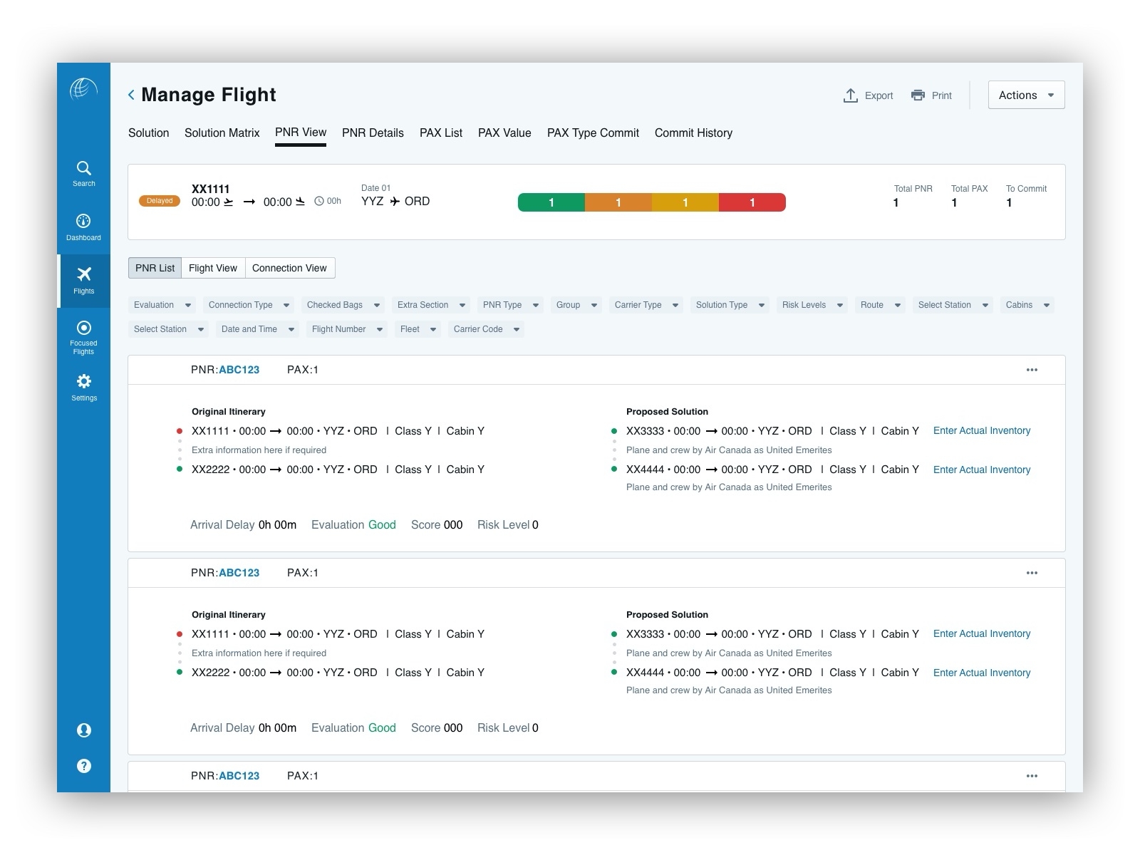 Passenger Itinerary View blueprint.js enterprise application sketch