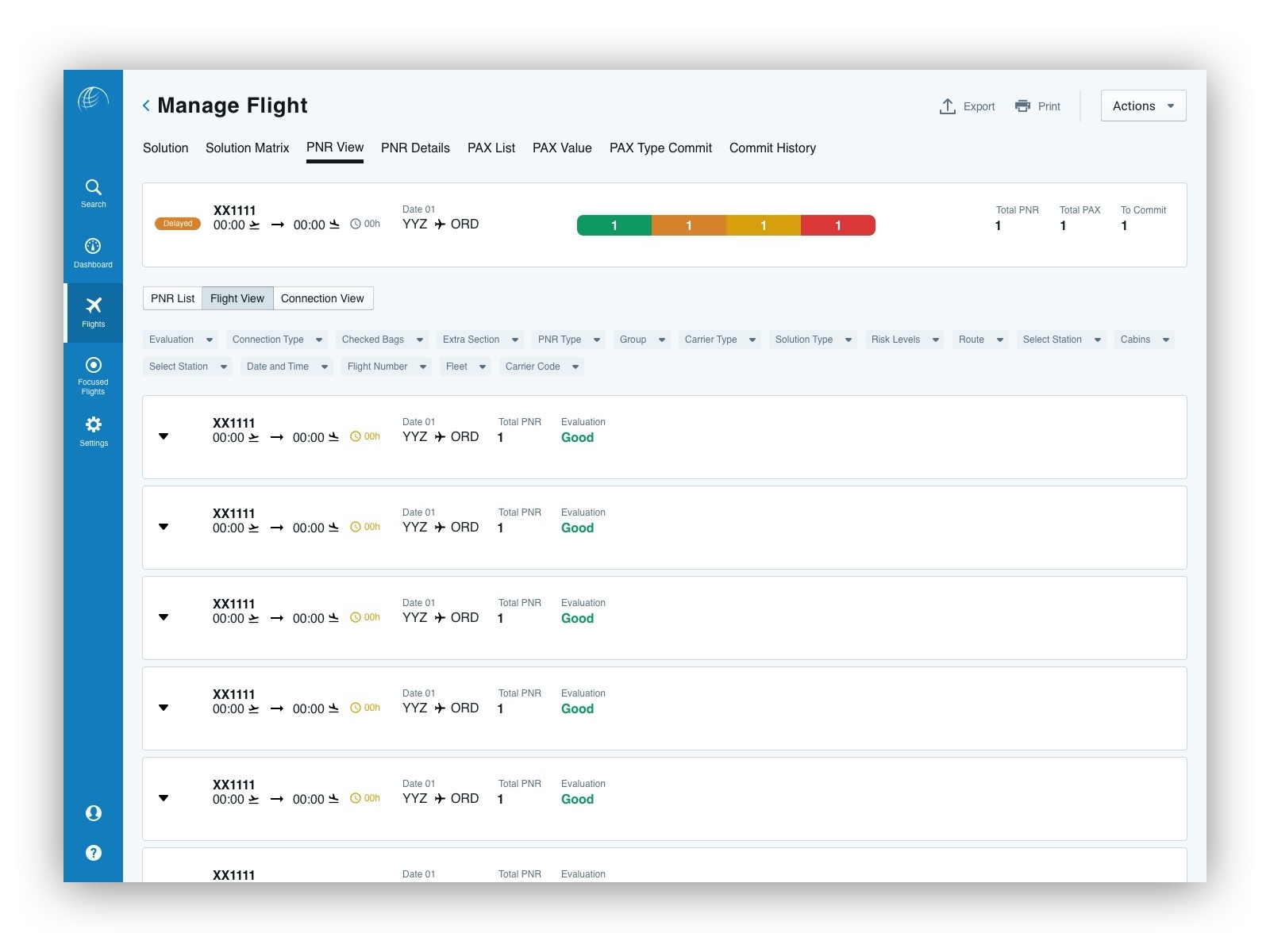 Itinerary Grouping blueprint.js enterprise application list sketch