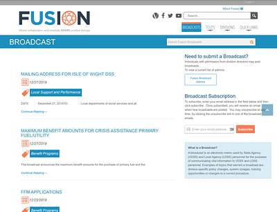 Fusion Project - Broadcast System branding design ui ux web website