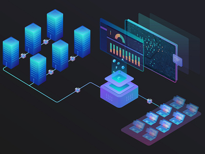 blockchain system blockchain dark ui data illustration
