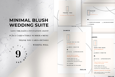 Minimal Blush Wedding Suite blush card diy elegant feminine greeting inspiration invitation invitation card invitation design invitation set invitations invite invites minimal modern wedding card wedding invitation wedding invite wedding invites