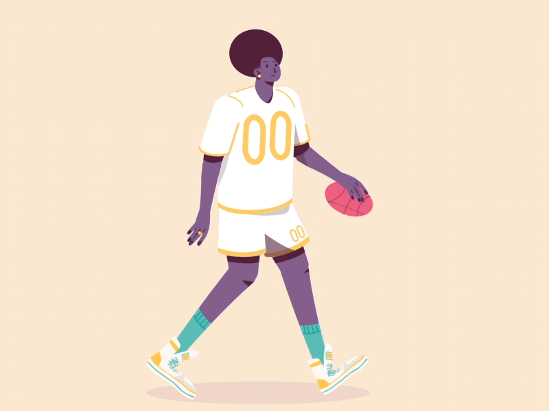 player 00 2d animation ball basketball color illustration walk walkcycle